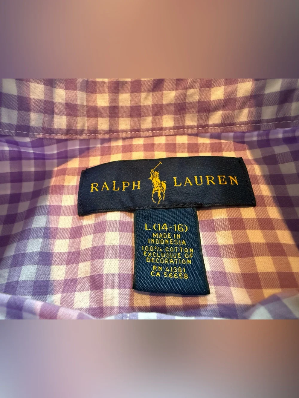 Ralph Lauren Polo Purple/Orange Button Down Shirt Boys Size L 14-16 Lot Of 2